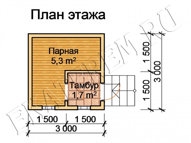 Проект бани 2 на 4 из бруса