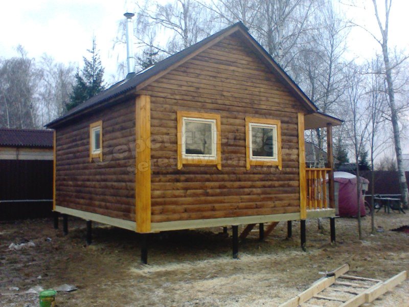 Баня 6х4 на винтовых сваях