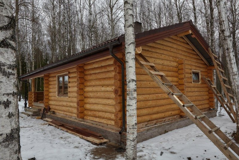 Сруб бани на сваях