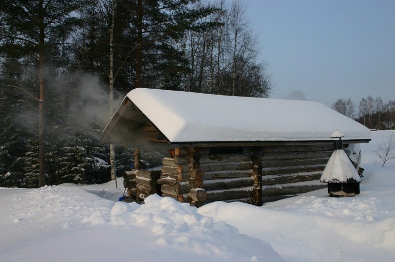 Деревенские зимние бани