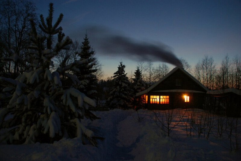 Баня зимой