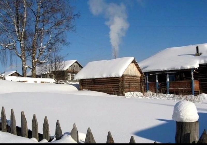 Зимняя баня в деревне