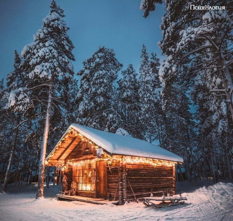 Дом в лесу зимой