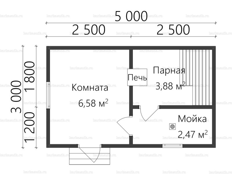 Каркасная баня 2.5х4
