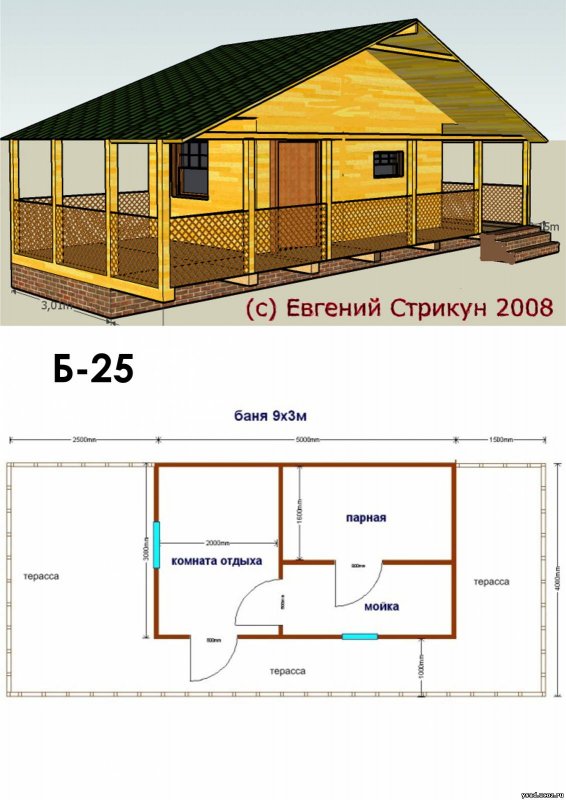 Сруб бани 3х5 планировка