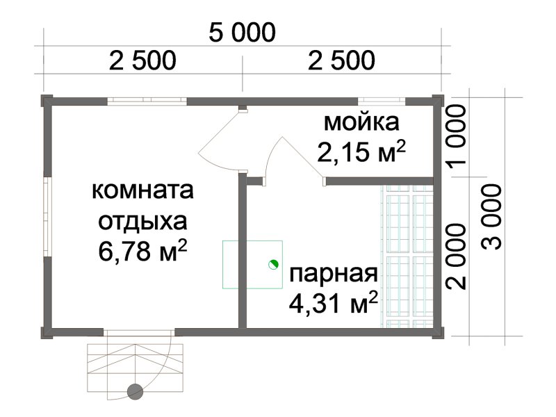 Каркасная баня 3х3 проект