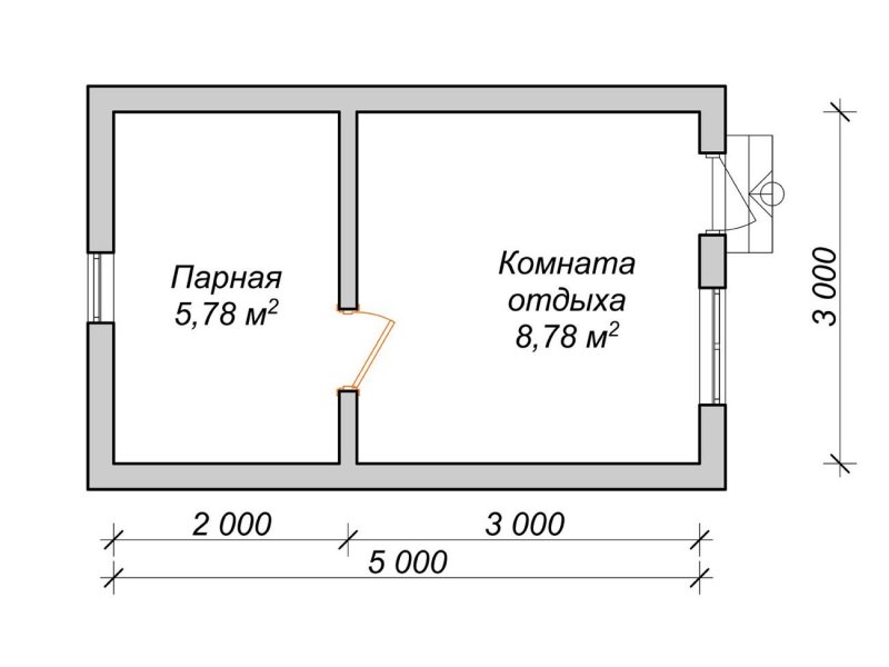 Баня каркасная 4м планировка