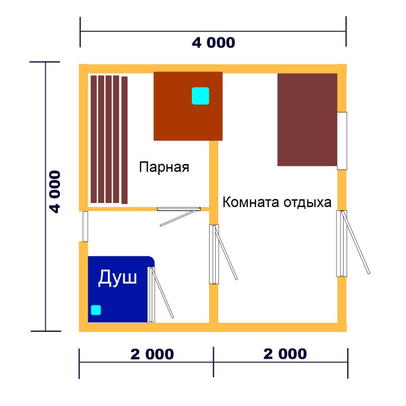 Чертеж каркасной бани 6х3