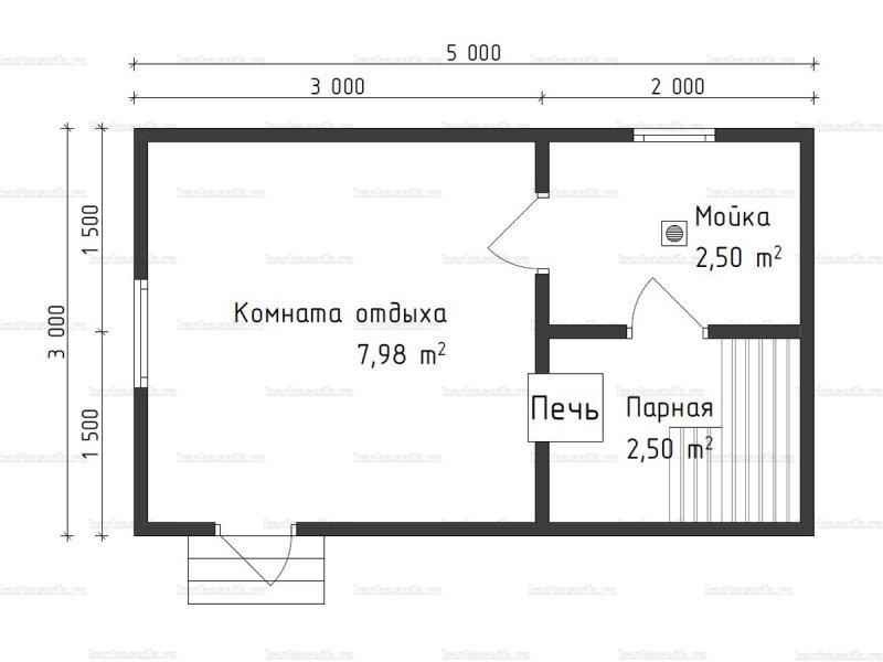 Баня 3х4.5 планировка