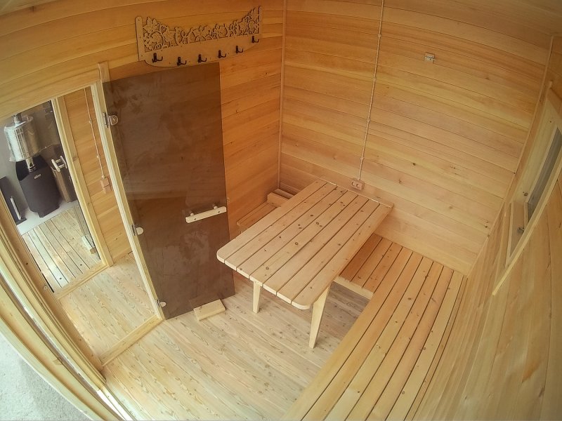 Баня бочка внутри предбанник