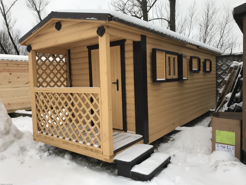 Мобильная баня (6х2 м / 6х2,4 м / 6х3 м) с крыльцом