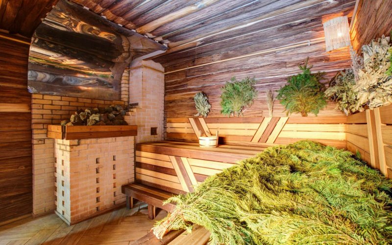 Баня из бревна внутри