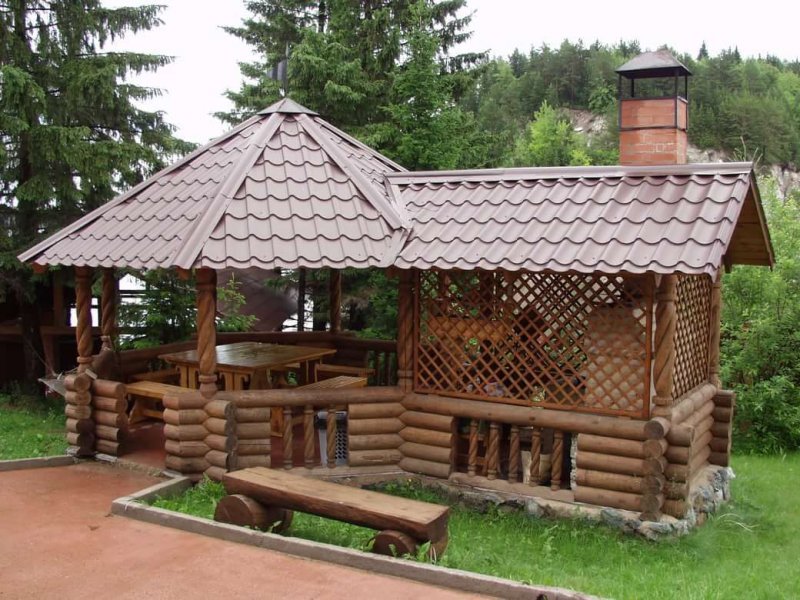 Баня с беседкой