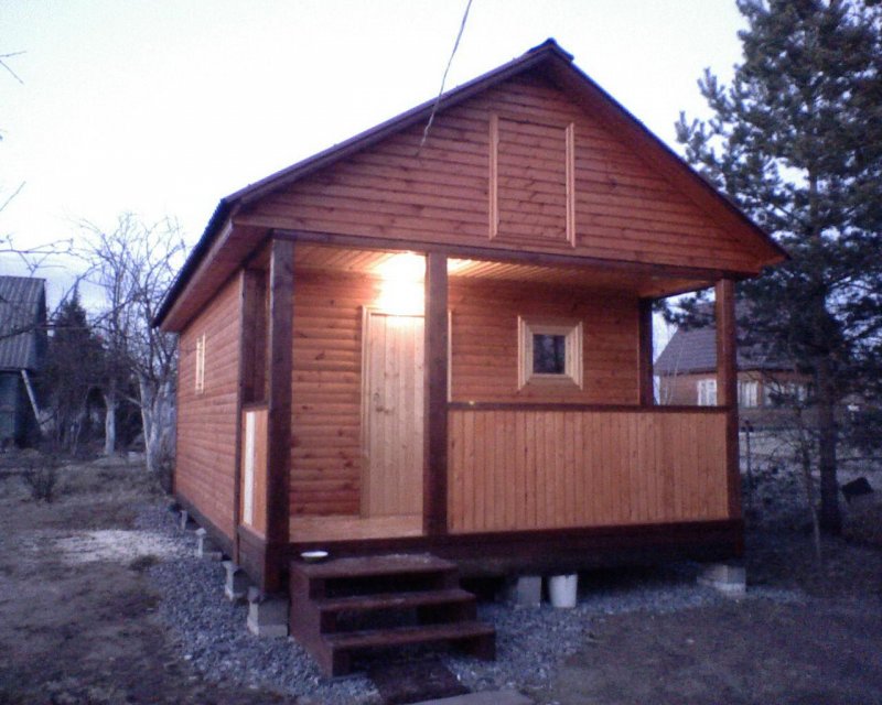 Каркасная баня 6х3 с верандой
