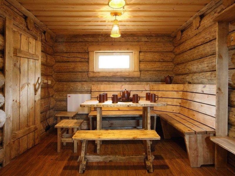 Деревенская баня изнутри