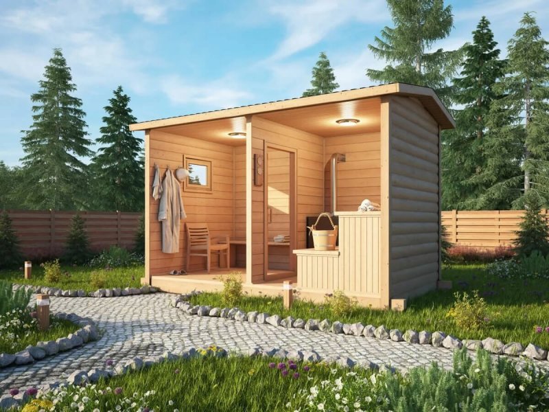 Баня каркасная 4*4м