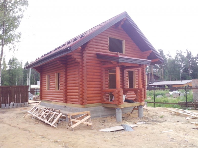 Баня 2 этажа из бревна 6х6