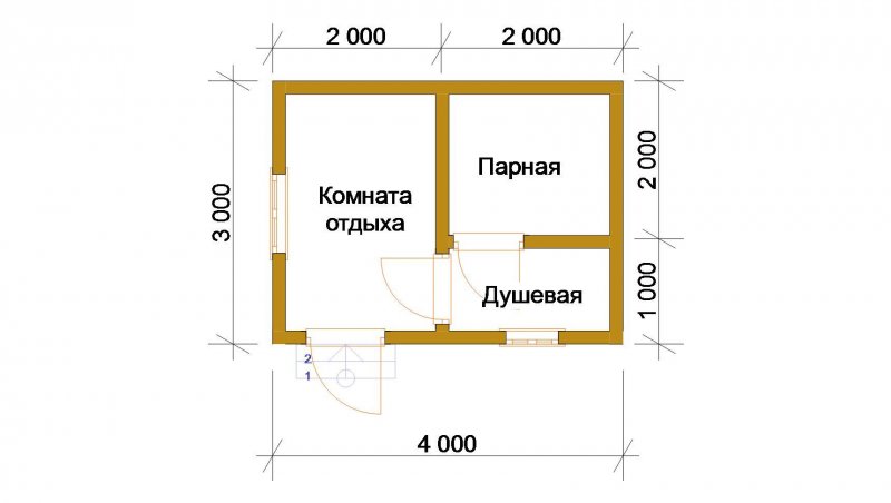 Проект бани 3х4 из бруса