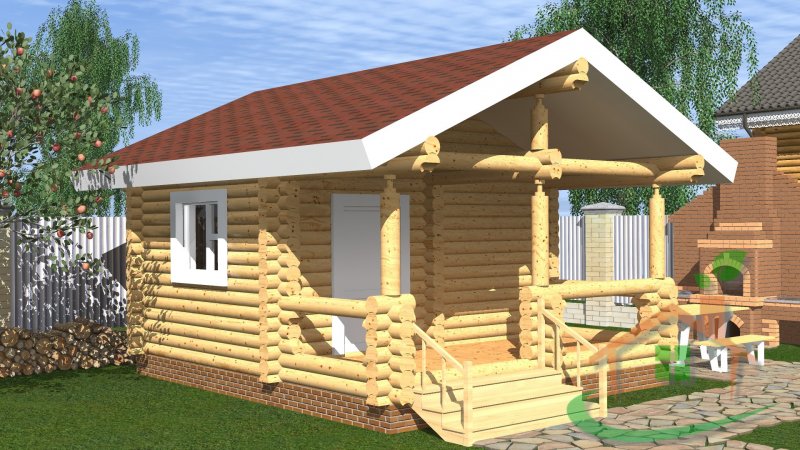 Баня из оцилиндрованного бревна 6*5