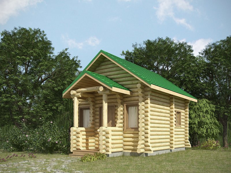 Баня из оцилиндрованного бревна 3х3