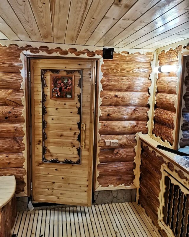 Декор стен в бане