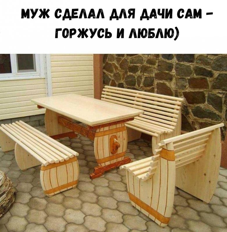 Стол и скамейки в баню