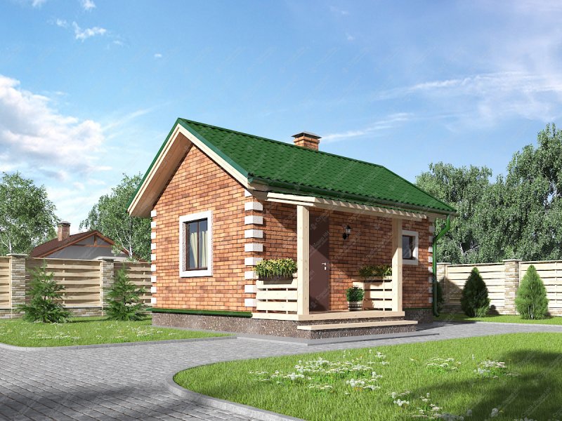 Кирпичный дом с баней