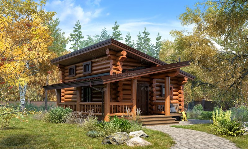 Современная баня из бревна