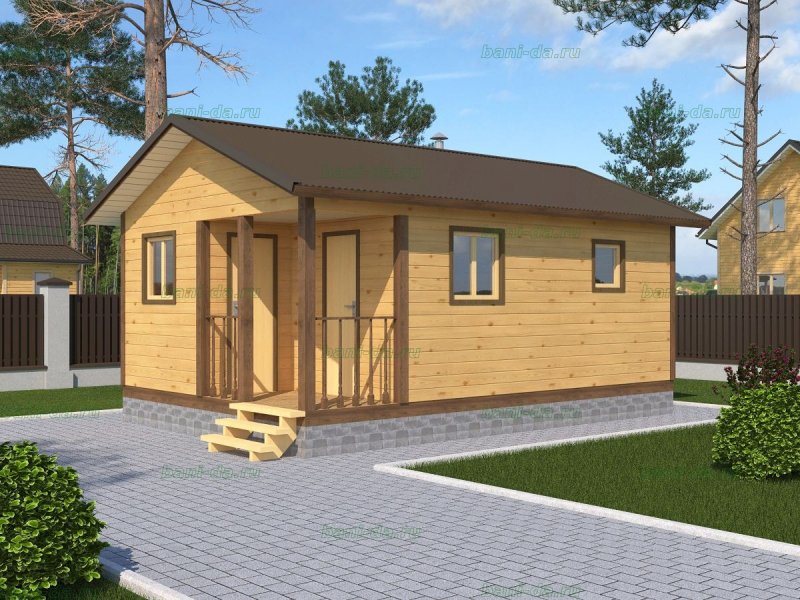 Каркасная баня 4 8 с террасой