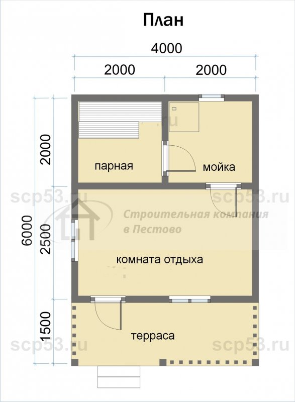 Баня 6х4 планировка из бруса