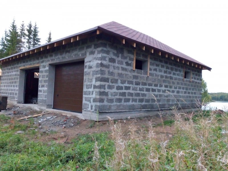 Односкатная крыша для бани из пеноблоков 3*4