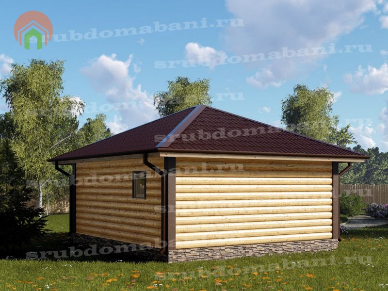 Баня из бруса 3/5 с вальмовой крышей