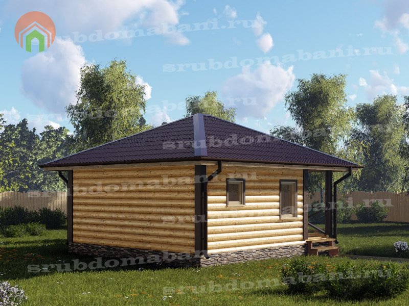 Баня 5х5 с четырехскатной крышей