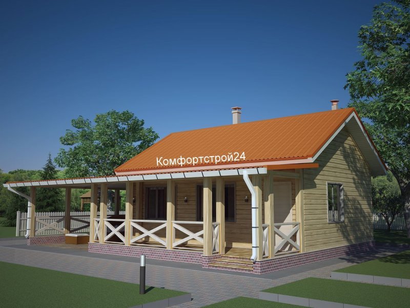 Одноэтажный домик с террасой