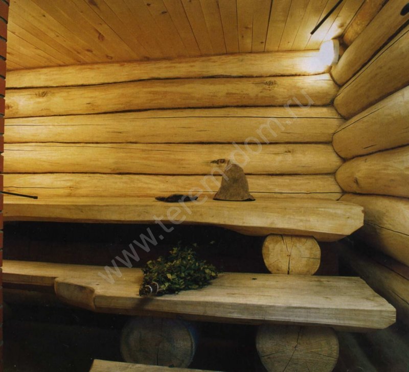 Полки в бане из бревна