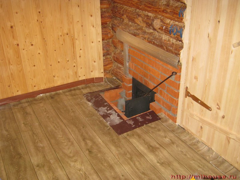 Банная печь ниже уровня пола
