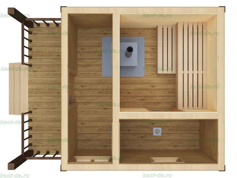 Планировка бани из бруса 3х4