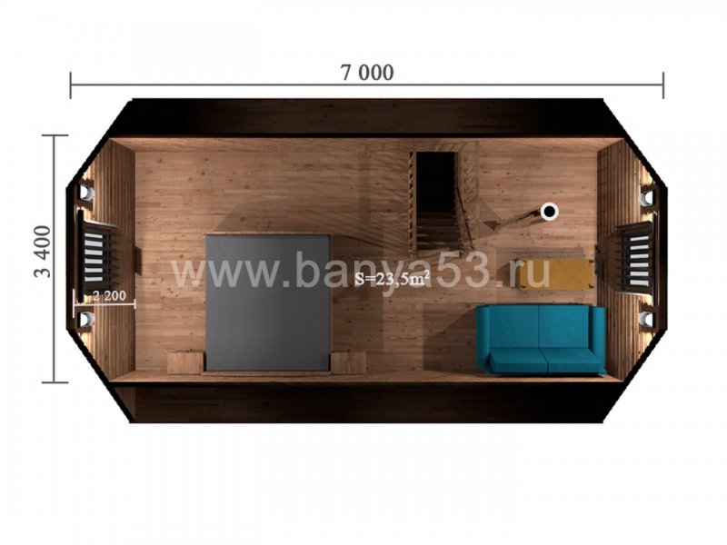 Каркасная баня 4х7