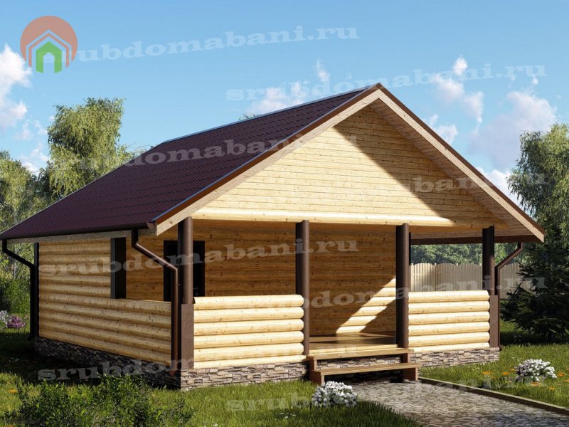 Баня 6х4 с террасой 2х6