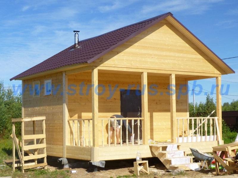 Баня из бруса 4х6 и веранда 2х6