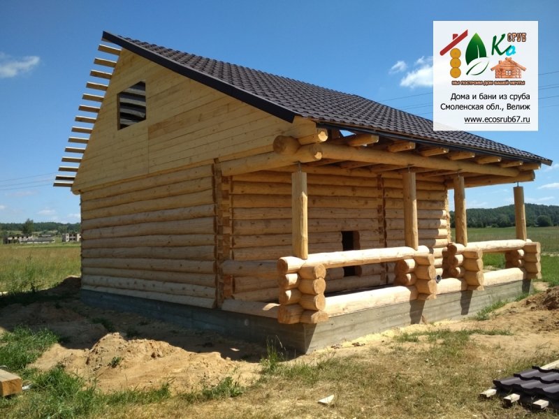 Срубы бань с террасой