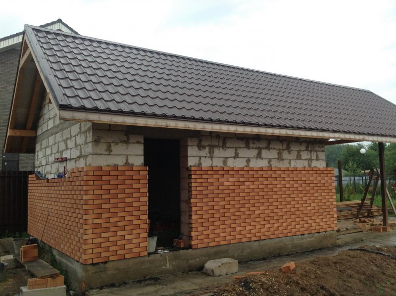 Стройка бани из кирпича