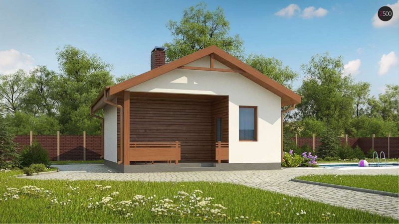 Баня из газобетона с террасой