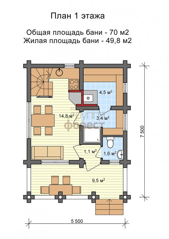 Планировка жилой бани