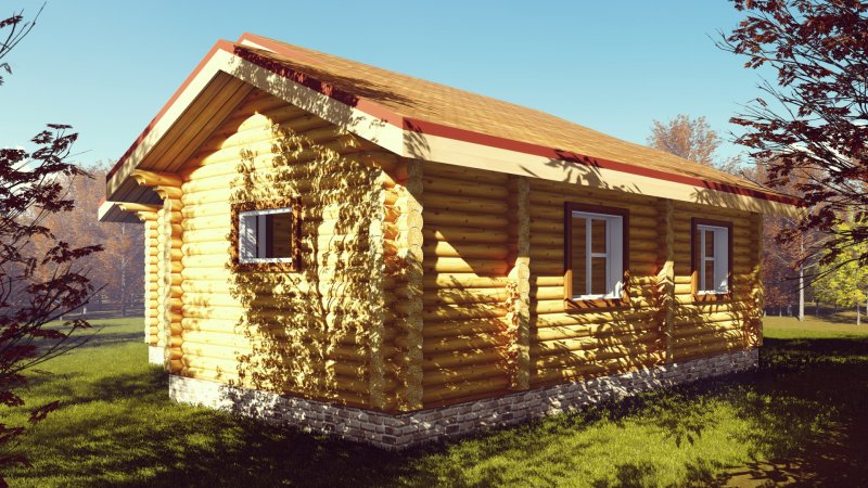 Фасад бани из бревна