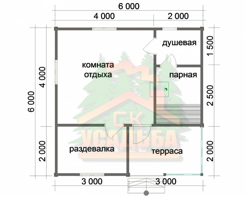 Планировки бань с комнатой отдыха