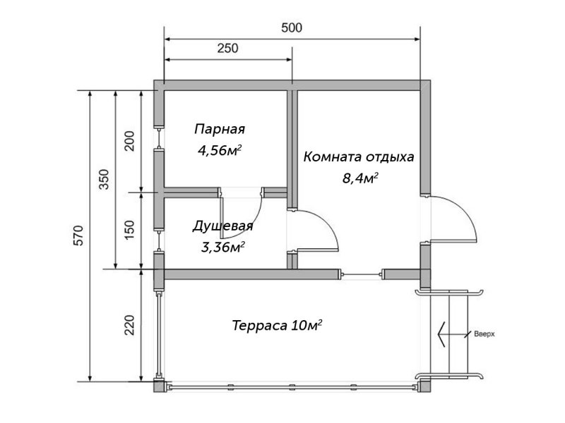 Баня с хозблоком и верандой 6х6