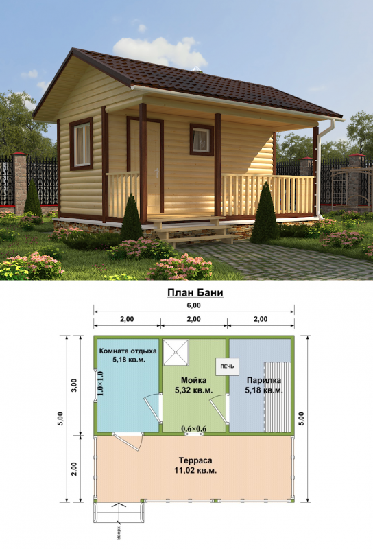 Планировки бань с комнатой отдыха