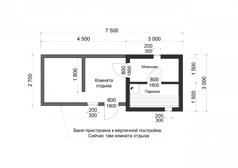 Проект бани 6х6 из бруса 150х150