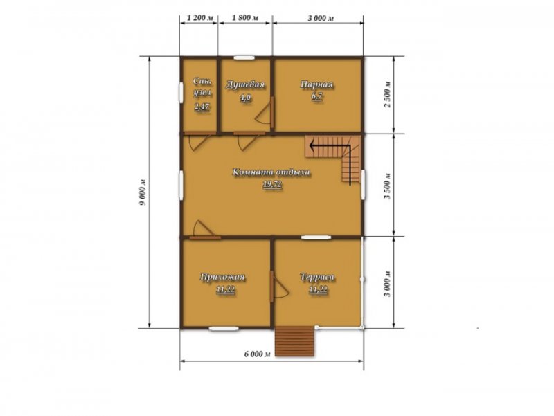 Планировка бани 6х9